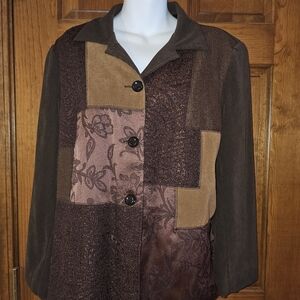 Notations Metallic Brown Floral Blazer